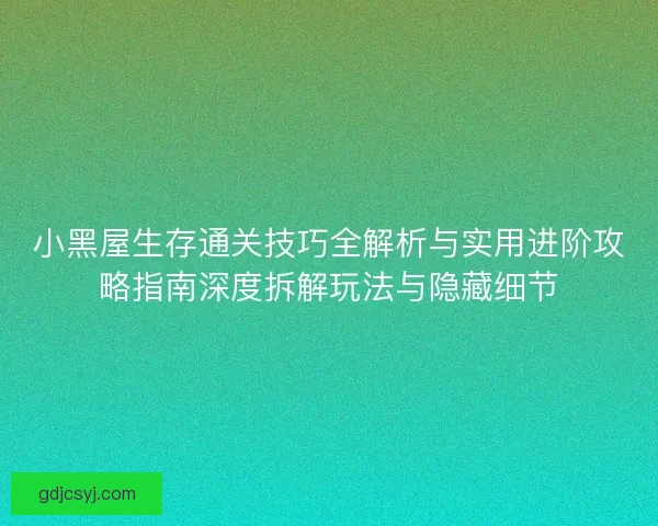 小黑屋生存通关技巧全解析与实用进阶攻略指南深度拆解玩法与隐藏细节